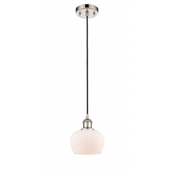 516-1P-PN-G91 Innovations Lighting Fenton - 1 Light Cord Hung Mini Pendant In Industrial Style-7.5 Inches Tall and 6.5 Inches Wide-Polished Nickel