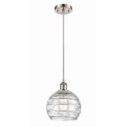 516-1P-SN-G1213-8-LED-Innovations Lighting-Athens Deco Swirl - 3.5W 1 LED Cord Hung Mini Pendant In Industrial Style-10 Inches Tall and 8 Inches Wide