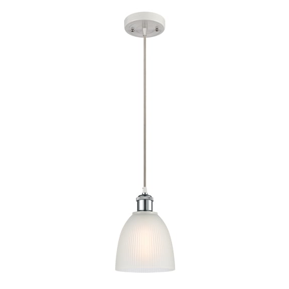 Innovations 516-1P-WPC-G381-LED Castile 1 Light Mini Pendant part of the Ballston Collection, White and Polished Chrome