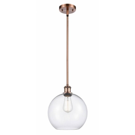 516-1S-AC-G122-10-LED-Innovations Lighting-Athens - 3.5W 1 LED Mini Pendant In Industrial Style-13 Inches Tall and 10 Inches Wide Antique Copper Clear