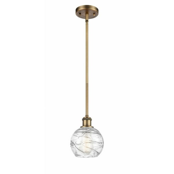 516-1S-BB-G1213-6-LED-Innovations Lighting-Small Deco Swirl-3.5W 1 LED Pendant in Industrial Style-6 Inches Wide by 8 Inches High Brushed Brass