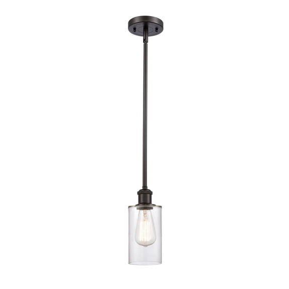 516-1S-OB-G802-LED-Innovations Lighting-Clymer - 3.5W 1 LED Mini Pendant In Art Deco Style-10 Inches Tall and 3.88 Inches Wide Oil Rubbed Bronze Clear