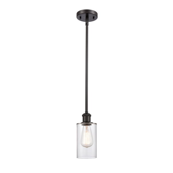 516-1S-OB-G802-LED-Innovations Lighting-Clymer - 3.5W 1 LED Mini Pendant In Art Deco Style-10 Inches Tall and 3.88 Inches Wide Oil Rubbed Bronze Clear
