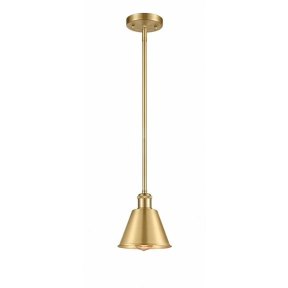 516-1S-SG-M8 Innovations Lighting Smithfield - 1 Light Stem Hung Mini Pendant In Industrial Style-7.5 Inches Tall and 7 Inches Wide-Satin Gold Finish