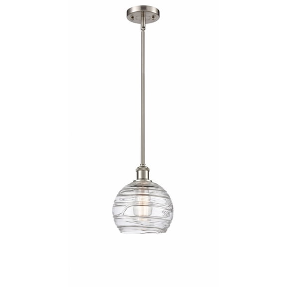 516-1S-SN-G1213-8-LED-Innovations Lighting-Athens Deco Swirl - 3.5W 1 LED Mini Pendant In Industrial Style-10 Inches Tall and 8 Inches Wide Brushed