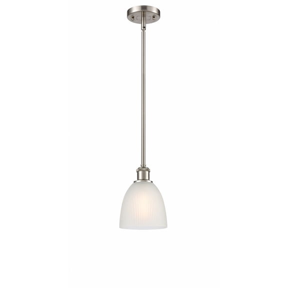 516-1S-SN-G381 Innovations Lighting Castile - 1 Light Stem Hung Mini Pendant In Industrial Style-9 Inches Tall and 6 Inches Wide-Brushed Satin Nickel
