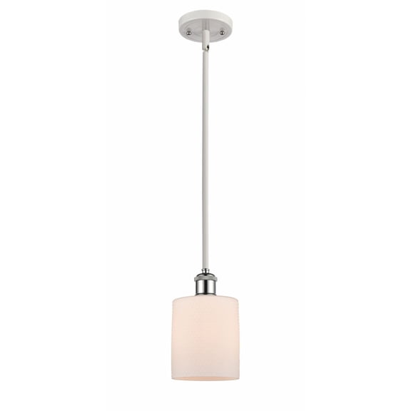 516-1S-WPC-G111-LED-Innovations Lighting-Cobbleskill-3.5W 1 LED Pendant in Art Nouveau Style-5 Inches Wide by 8 Inches High White/Polished Chrome