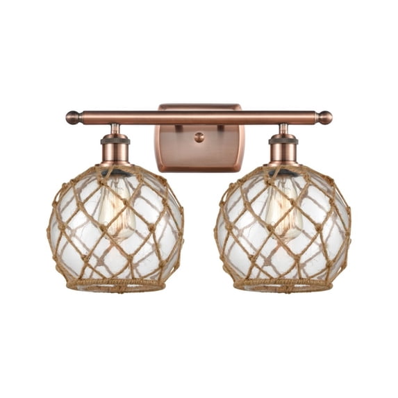 516-2W-AC-G122-8RB-LED-Innovations Lighting-Farmhouse Rope - 16 Inch 7W 2 LED Bath Vanity Antique