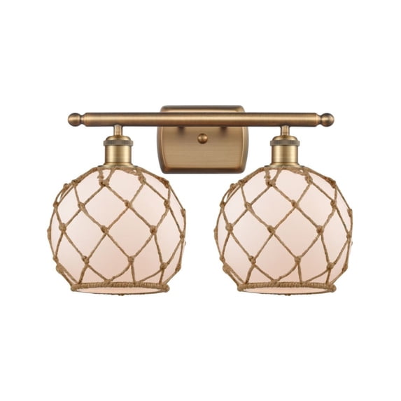 516-2W-BB-G121-8RB-LED-Innovations Lighting-Farmhouse Rope-7W 2 LED Bath Vanity in Industrial Style-16 Inches Wide by 13 Inches High Brushed Brass
