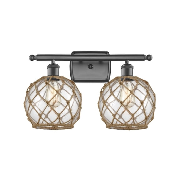516-2W-OB-G122-8RB-LED-Innovations Lighting-Farmhouse Rope-7W 2 LED Bath Vanity in Industrial Style-16 Inches Wide by 13 Inches High Oil Rubbed