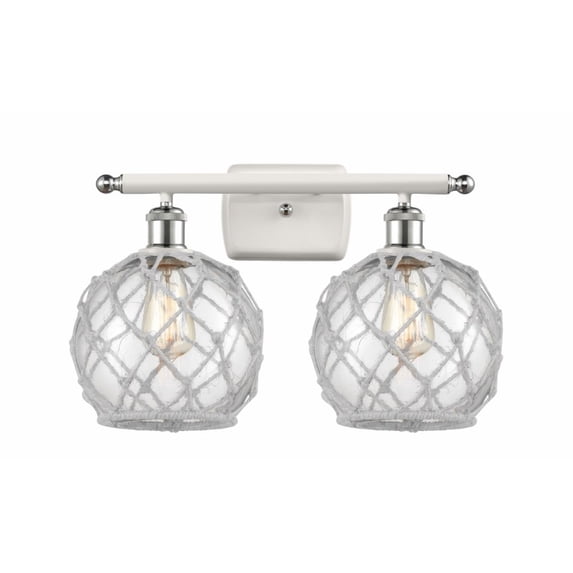 516-2W-WPC-G122-8RW-LED-Innovations Lighting-Farmhouse Rope-7W 2 LED Bath Vanity in Industrial Style-16 Inches Wide by 13 Inches High White/Polished