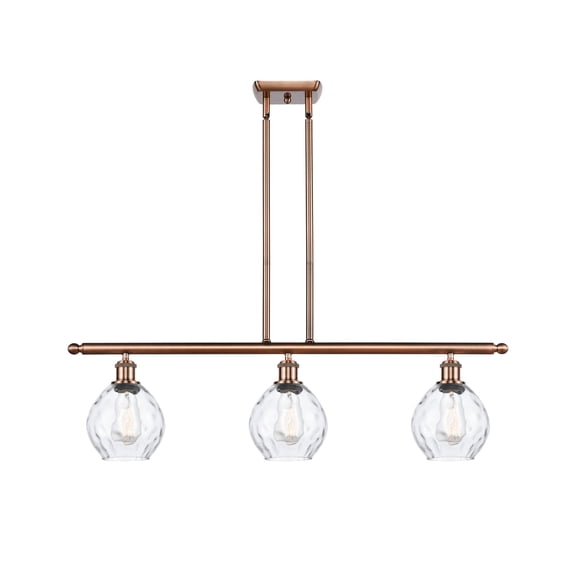 516-3I-AC-G362-Innovations Lighting-Small Waverly-3 Light Island in Industrial Style-36 Inches Wide by 10 Inches High Antique Copper Finish with
