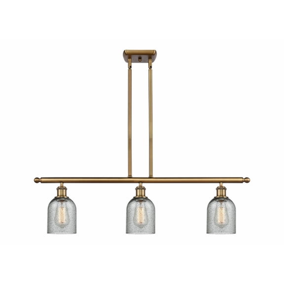 516-3I-BB-G257 Innovations Lighting Caledonia - 3 Light Island In Industrial Style-10 Inches Tall and 36 Inches Wide-Brushed Brass Finish-Charcoal