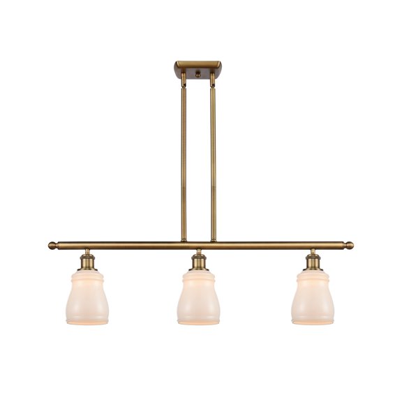516-3I-BB-G391-Innovations Lighting-Ellery-3 Light Island in Nautiical Style-36 Inches Wide by 10 Inches High   Brushed Brass Finish with White Glass