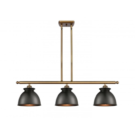 516-3I-BB-M14-BK-LED-Innovations Lighting-Adirondack-10.5W 3 LED Island in Industrial Style-36 Inches Wide by 11 Inches High   Brushed Brass Finish