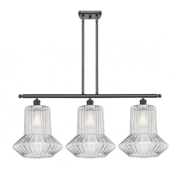 516-3I-BK-G212-LED-Innovations Lighting-Springwater-10.5W 3 LED Island in Industrial Style-36 Inches Wide by 16 Inches High   Matte Black Finish with