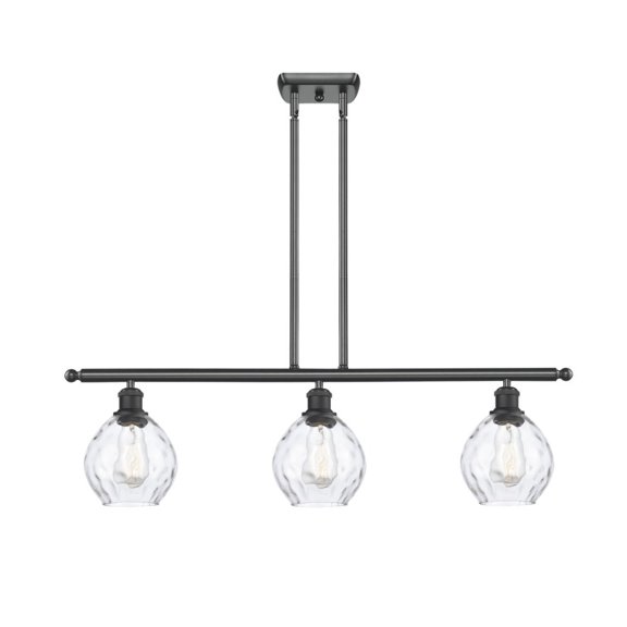 516-3I-BK-G362-Innovations Lighting-Small Waverly-3 Light Island in Industrial Style-36 Inches Wide by 10 Inches High Matte Black Finish with Clear
