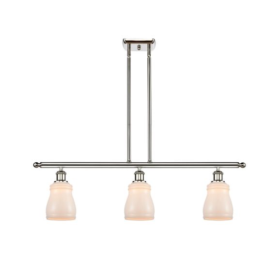 516-3I-PN-G391-Innovations Lighting-Ellery-3 Light Island in Nautiical Style-36 Inches Wide by 10 Inches High Polished Nickel Finish with White