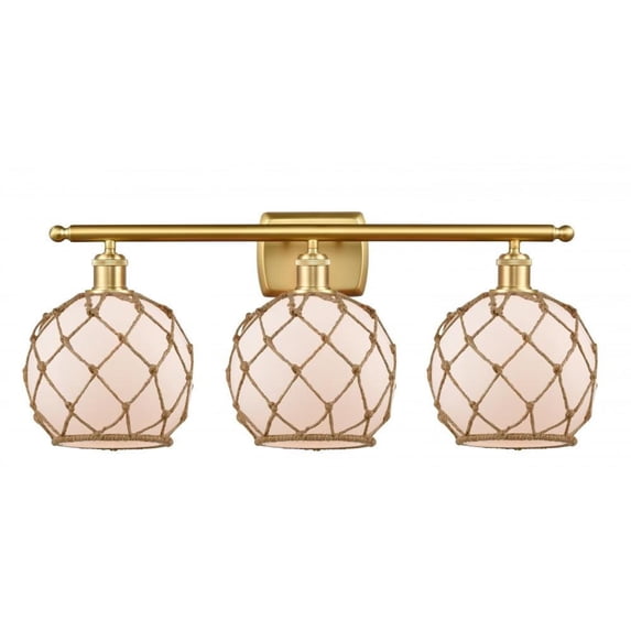 516-3W-SG-G121-8RB-LED-Innovations Lighting-Farmhouse Rope-10.5W 3 LED Bath Vanity in Industrial Style-26 Inches Wide by 13 Inches High Satin Gold