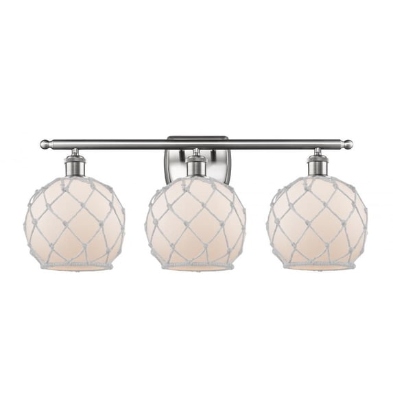 516-3W-SN-G121-8RW-LED-Innovations Lighting-Farmhouse Rope-10.5W 3 LED Bath Vanity in Industrial Style-26 Inches Wide by 13 Inches High Brushed