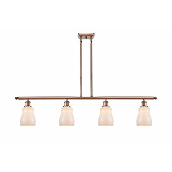 516-4I-AC-G391-Innovations Lighting-Ellery-4 Light Island in Nautiical Style-48 Inches Wide by 10 Inches High Antique Copper Finish with White Glass
