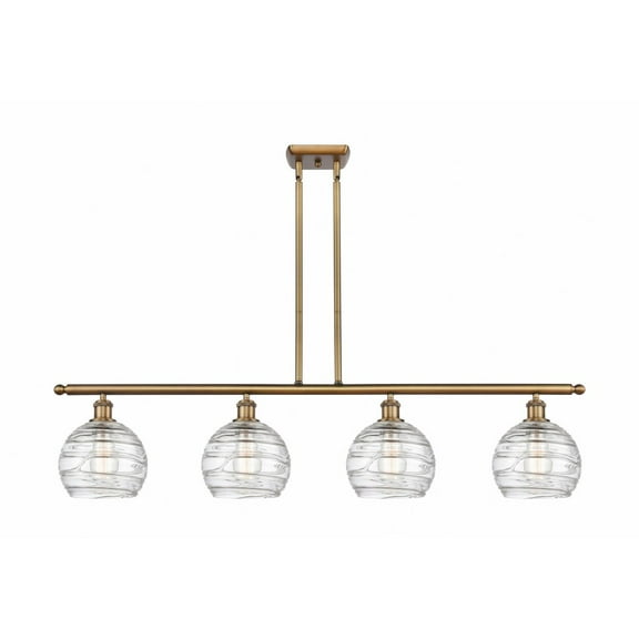516-4I-BB-G1213-8 Innovations Lighting Athens Deco Swirl - 4 Light Island In Industrial Style-10 Inches Tall and 48 Inches Wide-Brushed Brass