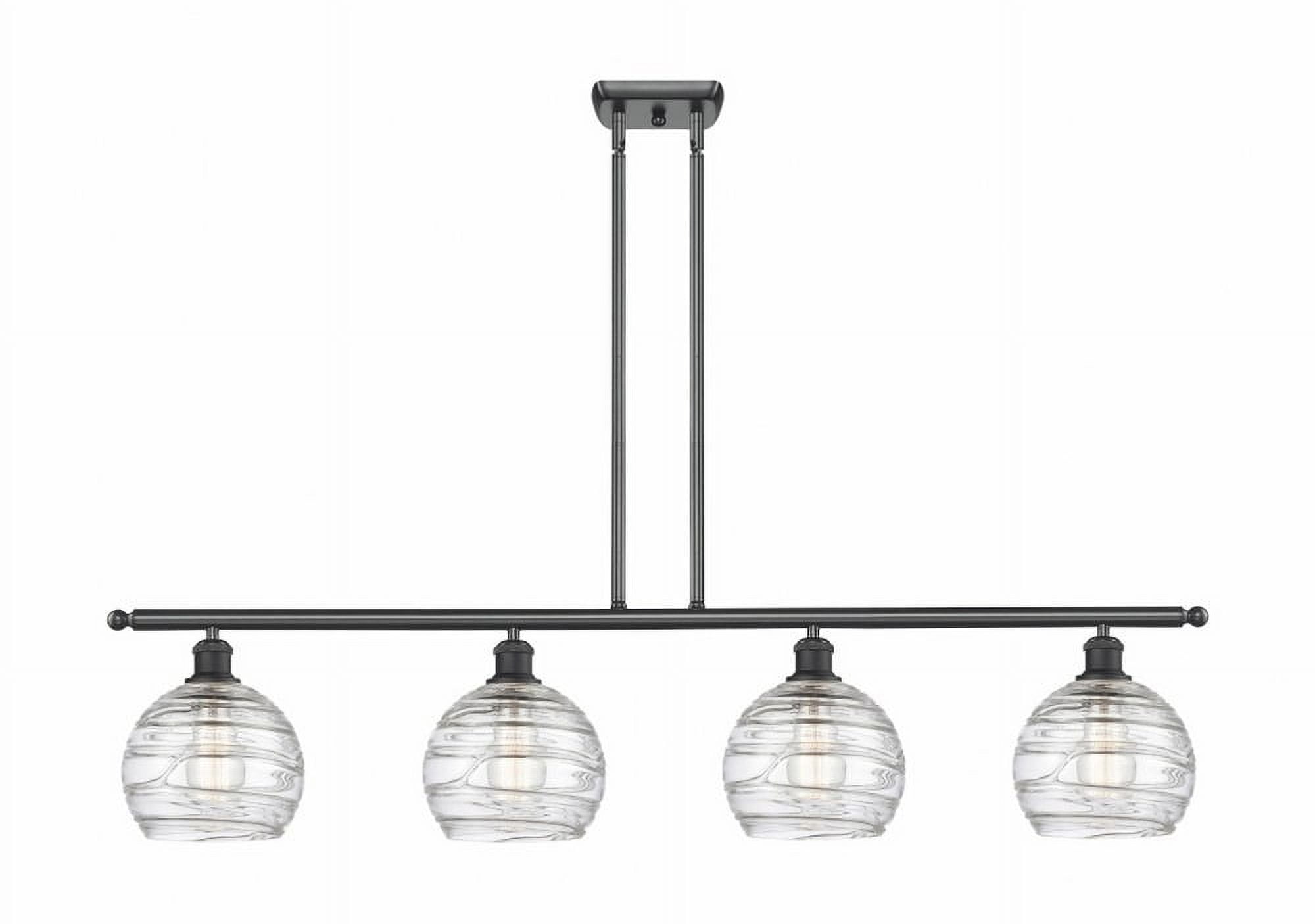 Vintage Globe 4-Light Matte Black Island Pendant with Chrome Accents