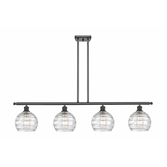 516-4I-OB-G1213-8 Innovations Lighting Athens Deco Swirl - 4 Light Island In Industrial Style-10 Inches Tall and 48 Inches Wide-Oil Rubbed Bronze