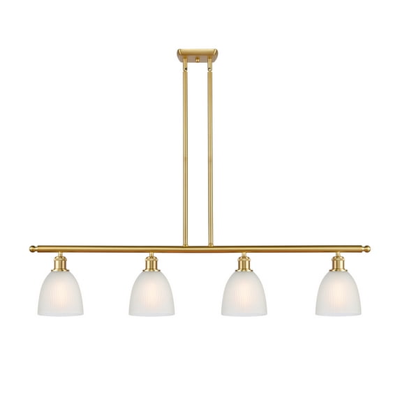 516-4I-SG-G381-Innovations Lighting-Castile-4 Light Island in Industrial Style-48 Inches Wide by 10 Inches High Satin Gold Finish with White Glass