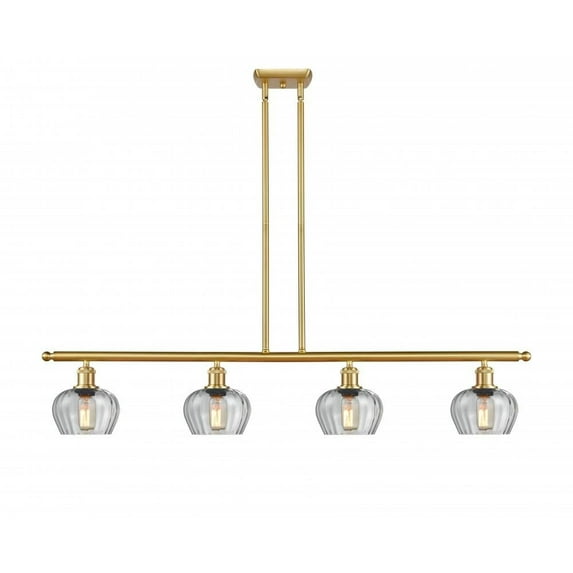 516-4I-SG-G92-L-Innovations Lighting-Large Fenton-4 Light Island in Industrial Style-48 Inches Wide by 12 Inches High Satin Gold Finish with Clear