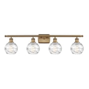 516-4W-BB-G1213-6-LED-Innovations Lighting-Small Deco Swirl-14W 4 LED Bath Vanity in Industrial Style-36 Inches Wide by 9 Inches High Brushed Brass