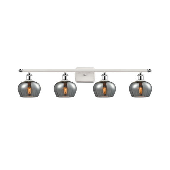 516-4W-WPC-G93-LED-Innovations Lighting-Fenton-14W 4 LED Bath Vanity in Art Nouveau Style-36 Inches Wide by 11 Inches High White/Polished Chrome
