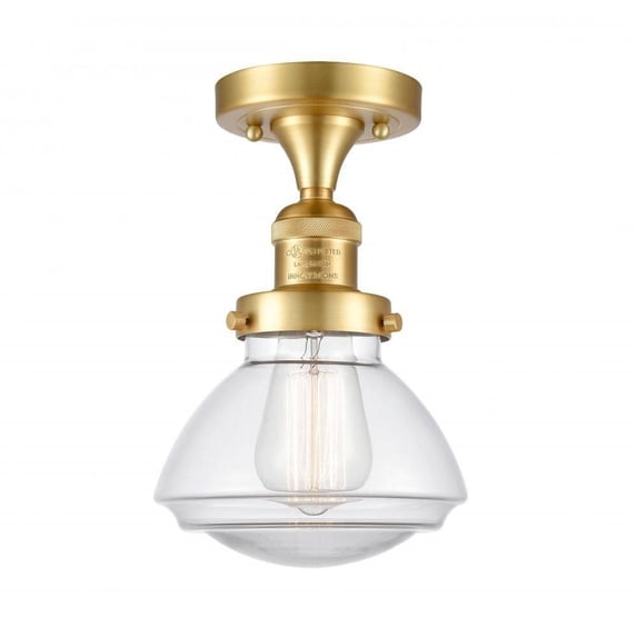 517-1CH-SG-G322-LED-Innovations Lighting-Olean-3.5W 1 LED Semi-Flush Mount in Industrial Style-6.75 Inches Wide by 9.25 Inches High Satin Gold