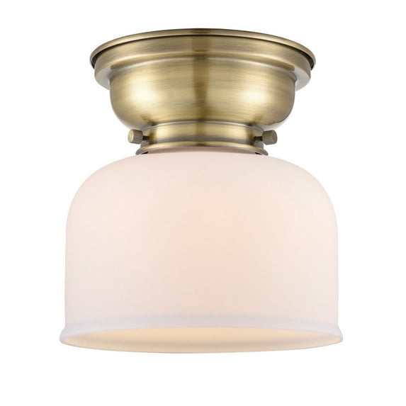 623-1F-AB-G71-LED-Innovations Lighting-Bell - 3.5W 1 LED Flush Mount In Industrial Style-7.88 Inches Tall and 8 Inches Wide Antique Brass Matte White