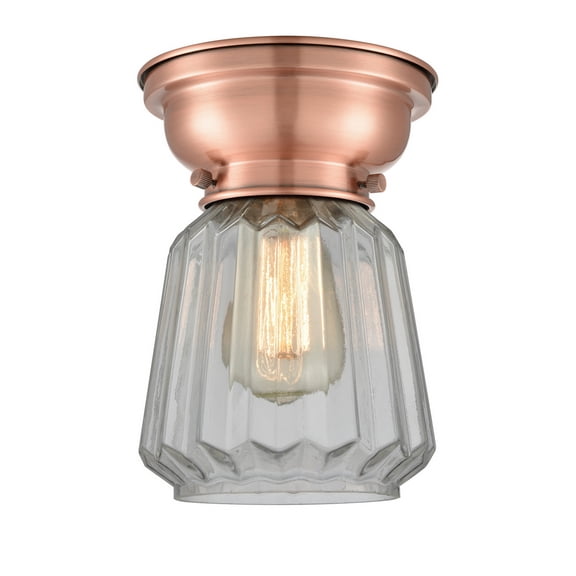 Innovations 623-1F-AC-G142 Chatham 1 Light 9 inch Flush Mount, Antique Copper