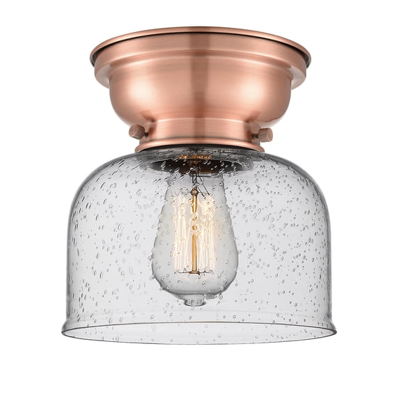 623-1F-AC-G74-LED-Innovations Lighting-Bell - 3.5W 1 LED Flush Mount In Industrial Style-7.88 Inches Tall and 8 Inches Wide Antique Copper Seedy