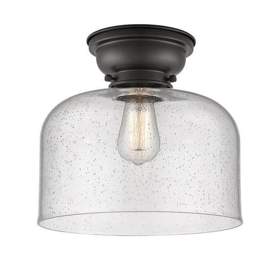 623-1F-BK-G74-L-LED-Innovations Lighting-Bell - 3.5W 1 LED Flush Mount In Industrial Style-9.4 Inches Tall and 12 Inches Wide Matte Black Seedy