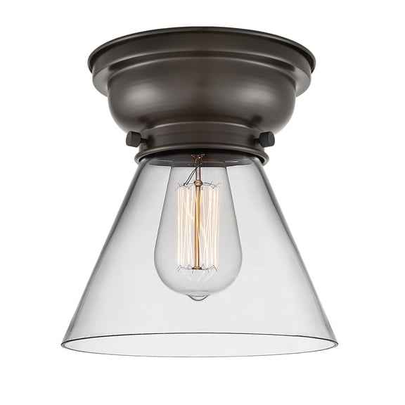 623-1F-OB-G42-LED-Innovations Lighting-Cone - 3.5W 1 LED Flush Mount In Industrial Style-7.4 Inches Tall and 7.75 Inches Wide Oil Rubbed Bronze Clear