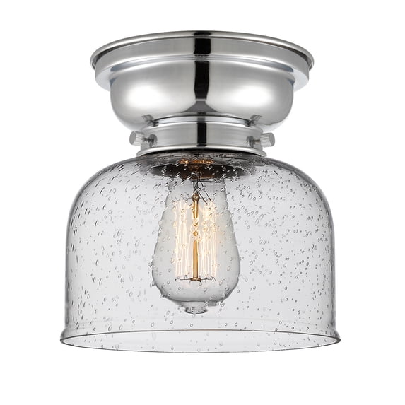 623-1F-PC-G74-LED-Innovations Lighting-Bell - 3.5W 1 LED Flush Mount In Industrial Style-7.88 Inches Tall and 8 Inches Wide Polished Chrome Seedy