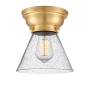 623-1F-SG-G44-LED-Innovations Lighting-Large Cone-3.5W 1 LED Flush Mount in Industrial Style-7.75 Inches Wide by 7.4 Inches High Satin Gold Finish
