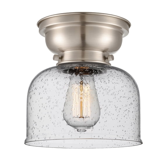 623-1F-SN-G74-LED-Innovations Lighting-Bell - 3.5W 1 LED Flush Mount In Industrial Style-7.88 Inches Tall and 8 Inches Wide Brushed Satin Nickel Seedy