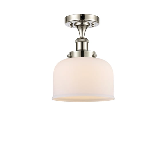 916-1C-PN-G71-LED-Innovations Lighting-Large Bell-3.5W 1 LED Semi-Flush Mount in Industrial Style-8 Inches Wide by 13 Inches High Polished Nickel