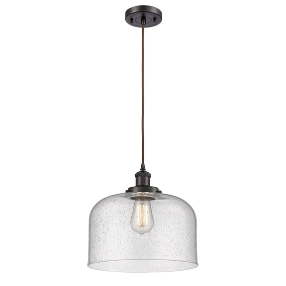 916-1P-OB-G74-L-Innovations Lighting-X-Large Bell-1 Light Mini Pendant in Industrial Style-8 Inches Wide by 10 Inches High Oil Rubbed Bronze Finish