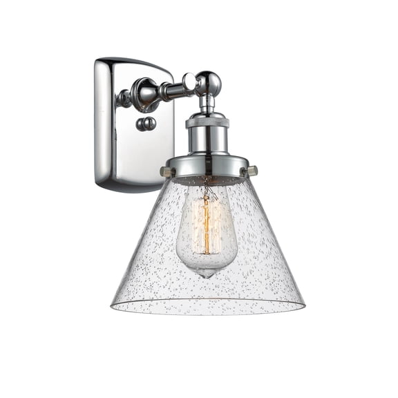 916-1W-PC-G44-LED-Innovations Lighting-Large Cone-3.5W 1 LED Wall Sconce in Industrial Style-8 Inches Wide by 13 Inches High Polished Chrome Finish