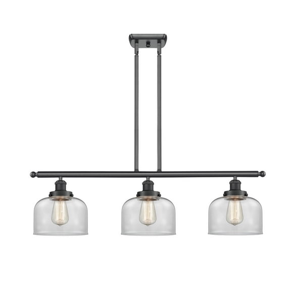 916-3I-BK-G72-LED-Innovations Lighting-Large Bell-10.5W 3 LED Island in Industrial Style-36 Inches Wide by 11 Inches High   Matte Black Finish with