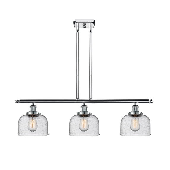 916-3I-PC-G74-LED-Innovations Lighting-Large Bell-10.5W 3 LED Island in Industrial Style-36 Inches Wide by 11 Inches High Polished Chrome Finish