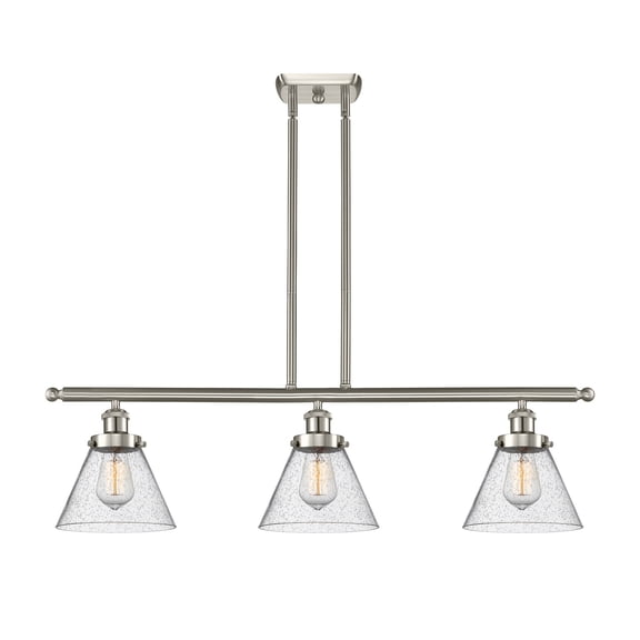 Innovations 916-3I-SN-G44-LED Large Cone 3 Light Island Light part of the Ballston Collection, Brushed Satin Nickel