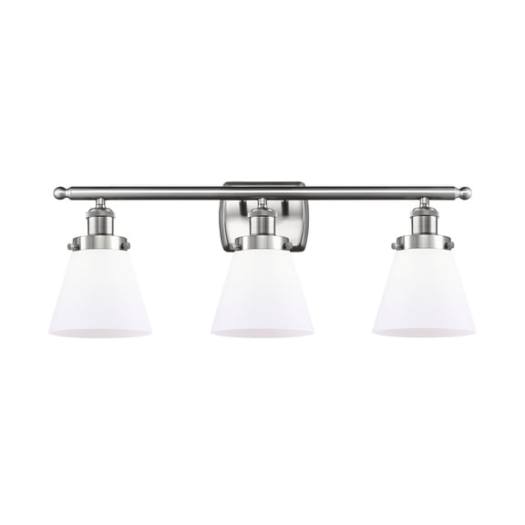 916-3W-SN-G61-LED-Innovations Lighting-Small Cone-10.5W 3 LED Bath Vanity in Industrial Style-26 Inches Wide by 11 Inches High Brushed Satin Nickel