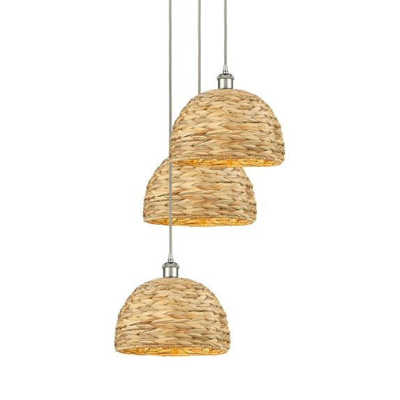 Innovations Lighting 113B-3P-PN-RBD-12-NAT Woven Rattan 3 Light 19" Wide Multi Light