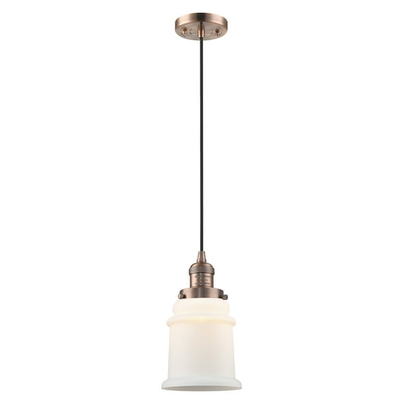Innovations Lighting 201C-AC-G181-LED Canton-3.5W 1 LED Mini Pendant in Industrial Style-6.5 Inches Wide by 10 Inches High Antique Copper Finish with Matte White Glass